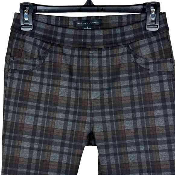 Sanctuary x Anthropologie Small Skinny Pants Plaid Pull-On Stretch Mid-Rise Gray - Picture 3 of 9
